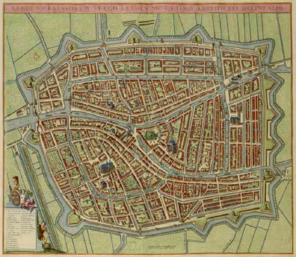 Kaart Leiden 1690
